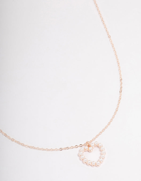Rose Gold Pearl Heart Necklace
