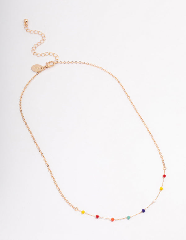 Gold Multi-Coloured Beaded Necklace