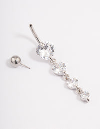 Surgical Steel Cubic Zirconia Hearts Threadless  Belly Bar - link has visual effect only