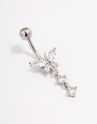 Surgical Steel Cubic Zirconia Butterfly Threadless Belly Bar - link has visual effect only