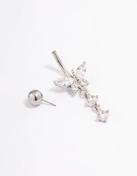 Surgical Steel Cubic Zirconia Butterfly Threadless Belly Bar - link has visual effect only