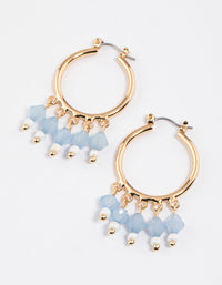 Blue Facet Beaded Drop Hoop Earrings - link has visual effect only