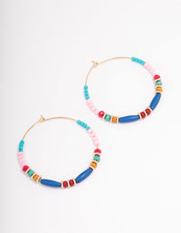 Gold Seed Beaded Mixed Hoop Earrings - link has visual effect only