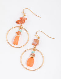 Gold Stone Chip Circle Drop Earrings - link has visual effect only