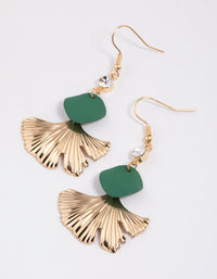 Green Leaf Disc Drop Earrings - link has visual effect only