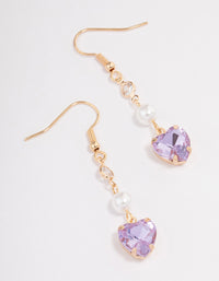 Purple Heart & Pearl Drop Earrings - link has visual effect only