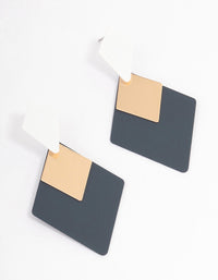 Blue Coated Geometric Shape Drop Earrings - link has visual effect only