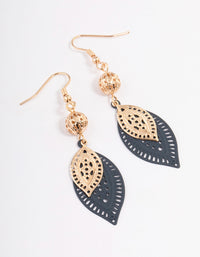 Blue Filigree Ball Petal Drop Earrings - link has visual effect only