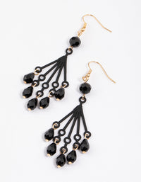 Black Coated Filigree Beaded Drop Earrings - link has visual effect only