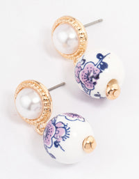 Blue Pearl & Beaded Drop Stud Earrings - link has visual effect only