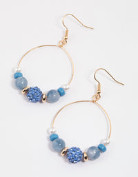 Blue Shambala Beaded Hoop Drop Earrings - link has visual effect only