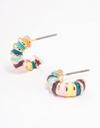 Gold Enamel Ring Hoop Earrings - link has visual effect only