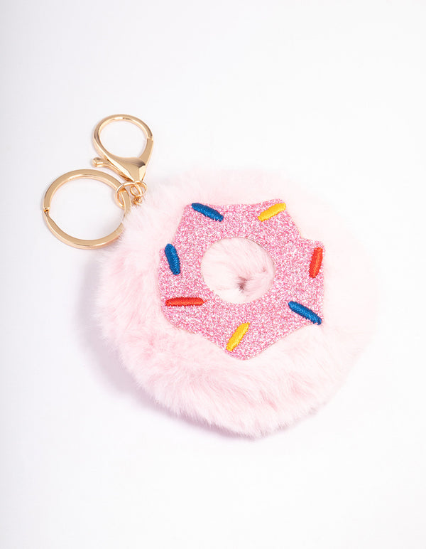Kids Pink Fabric Donut Key Ring