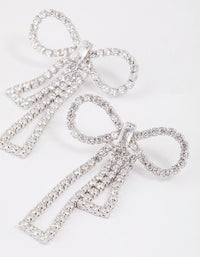 Silver Cubic Zirconia Statement Bow Drop Earrings - link has visual effect only
