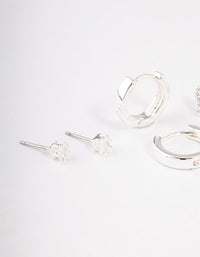 Silver Plated Brass  Cubic Zirconia Double Butterfly Earring Pack - link has visual effect only