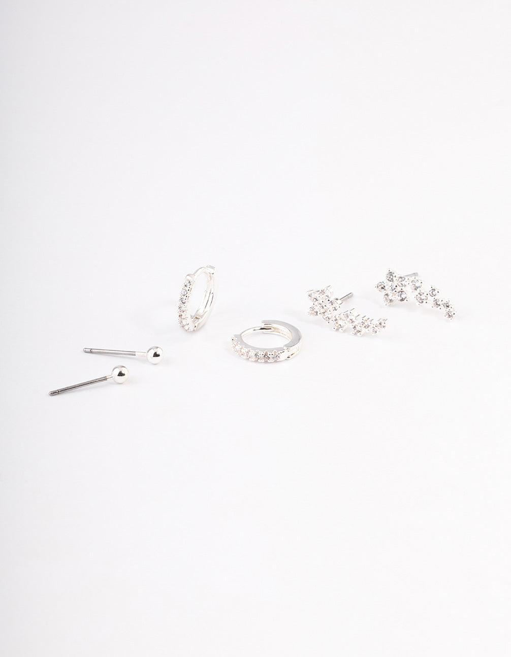 Silver Plated Brass  Cubic Zirconia Daisy Chain Earrings Pack