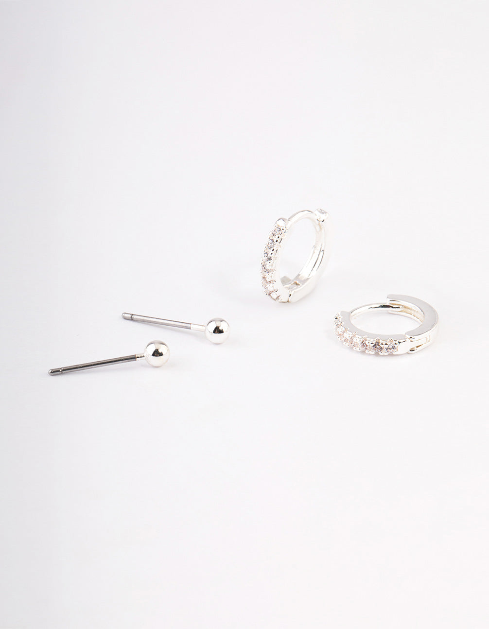 Silver Plated Brass  Cubic Zirconia Daisy Chain Earrings Pack