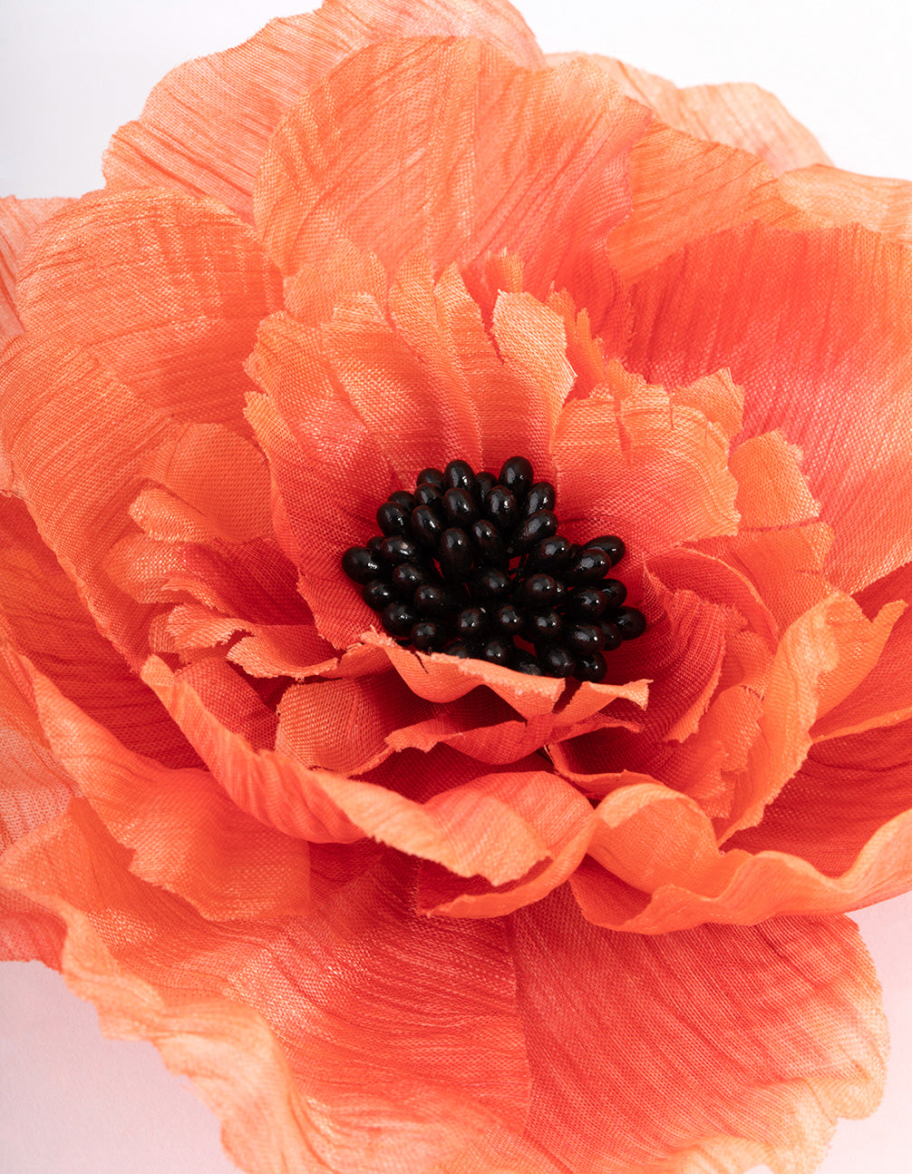 Coral Fabric Large Poppy Flower Corsage