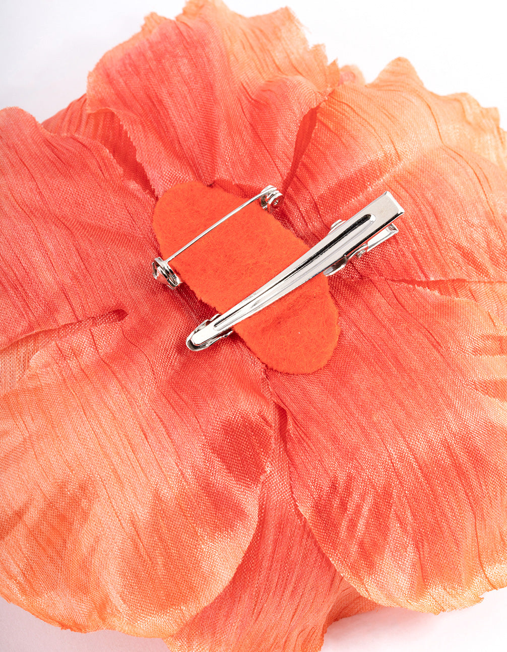 Coral Fabric Large Poppy Flower Corsage
