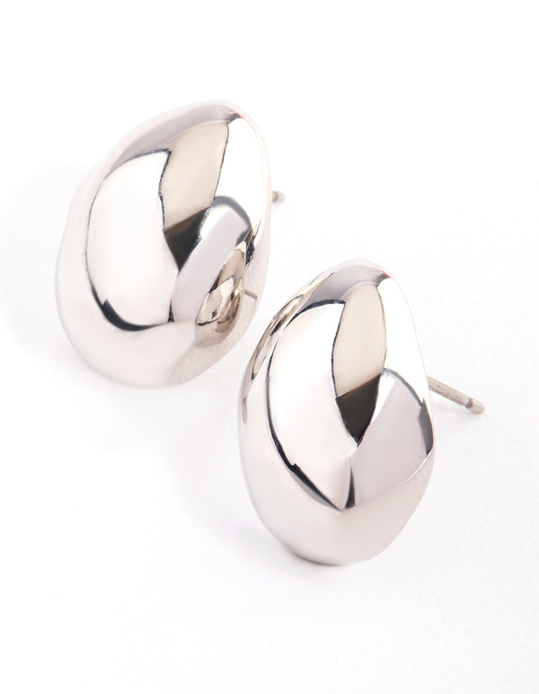 Silver Chunky Melted Stud Earrings