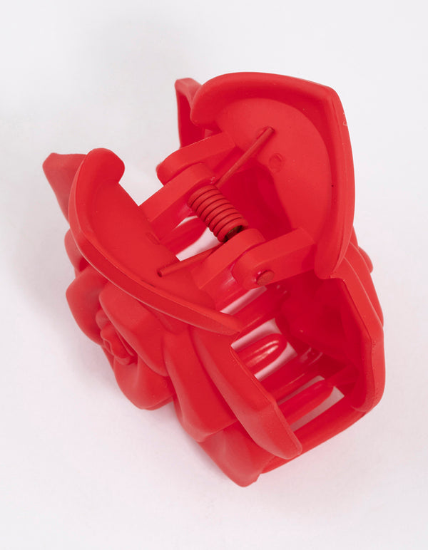 Plastic Romantic Red Rose Claw Clip