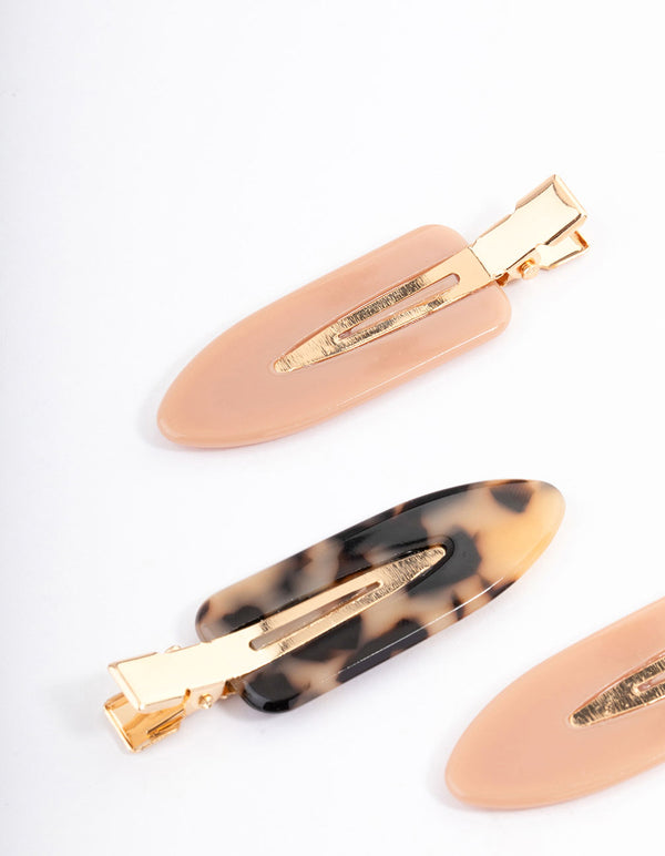 Brown Tortoiseshell Flat Hair Clip 4-Pack