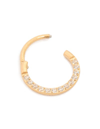 Gold Plated Titanium Cubic Zirconia Clicker Ring 8mm - link has visual effect only