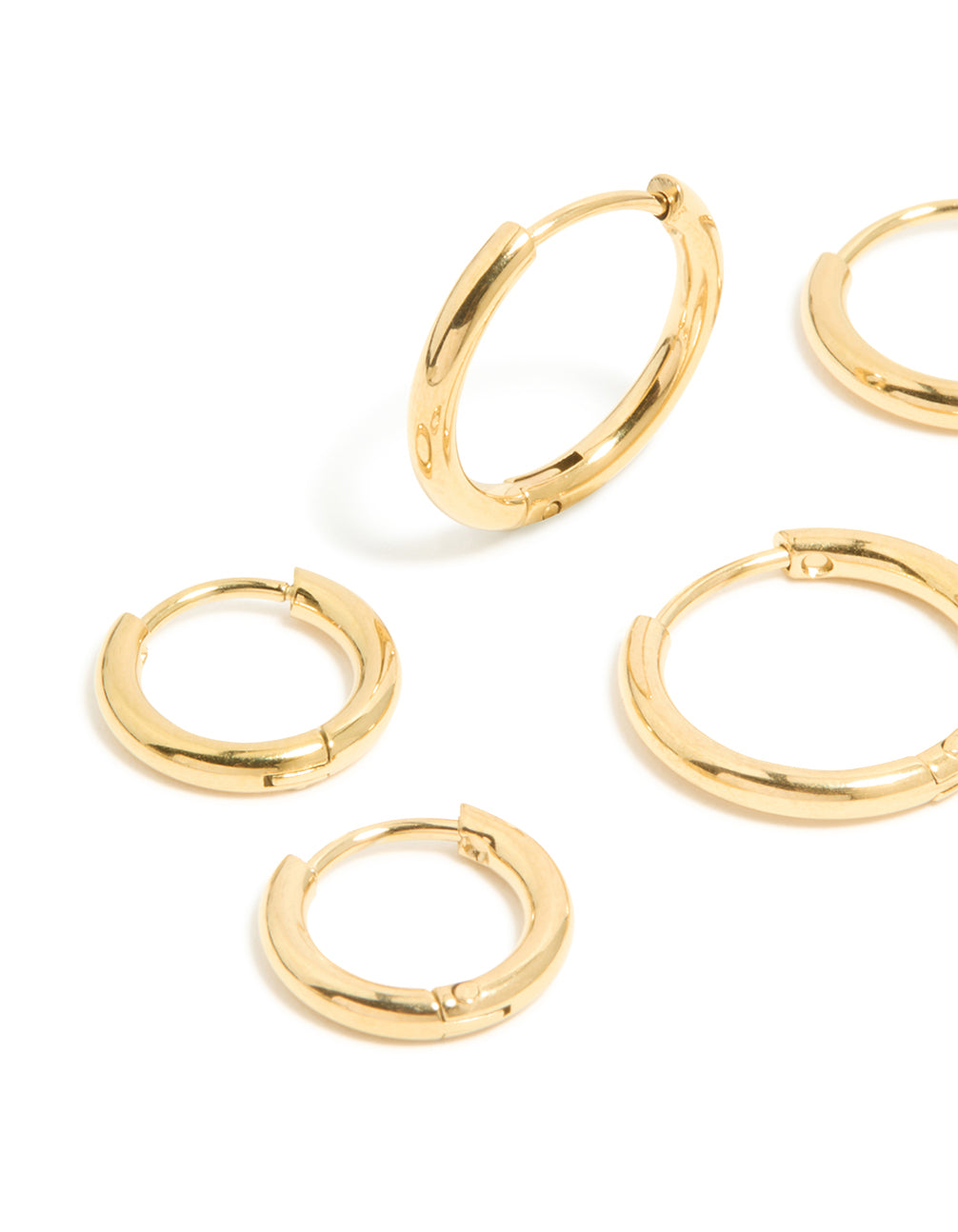 Gold Plated Surgical Steel Thin Classic Hoop Earrings Pack