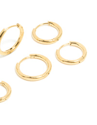Gold Plated Surgical Steel Thin Classic Hoop Earrings Pack - link has visual effect only