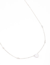 Surgical Steel Cubic Zirconia Statement Heart Pendant Necklace - link has visual effect only
