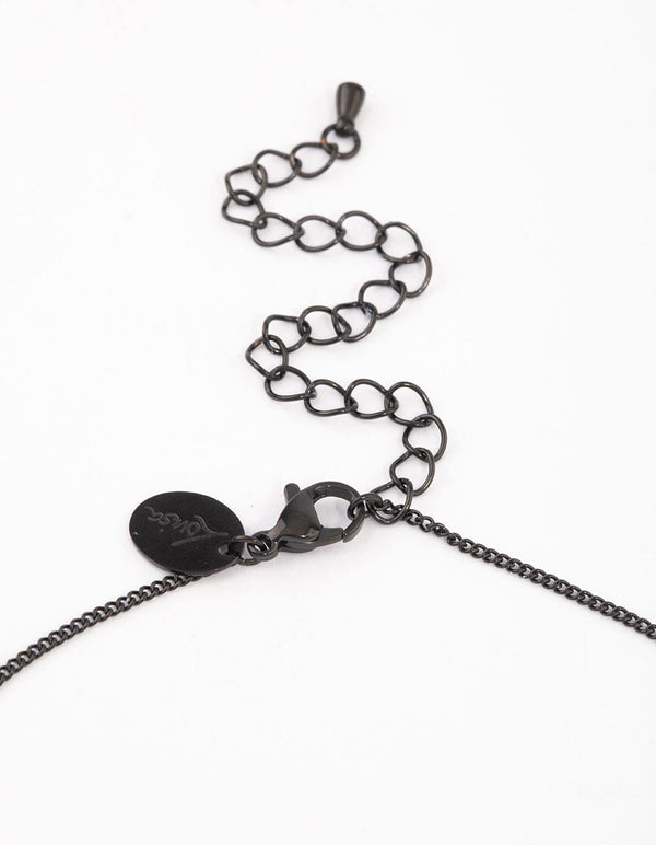 Surgical Steel Black Cubic Zirconia Pave Cross Necklace