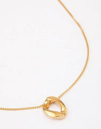 Gold Plated Surgical Steel Flat Twisted Circle Pendant Necklace - link has visual effect only
