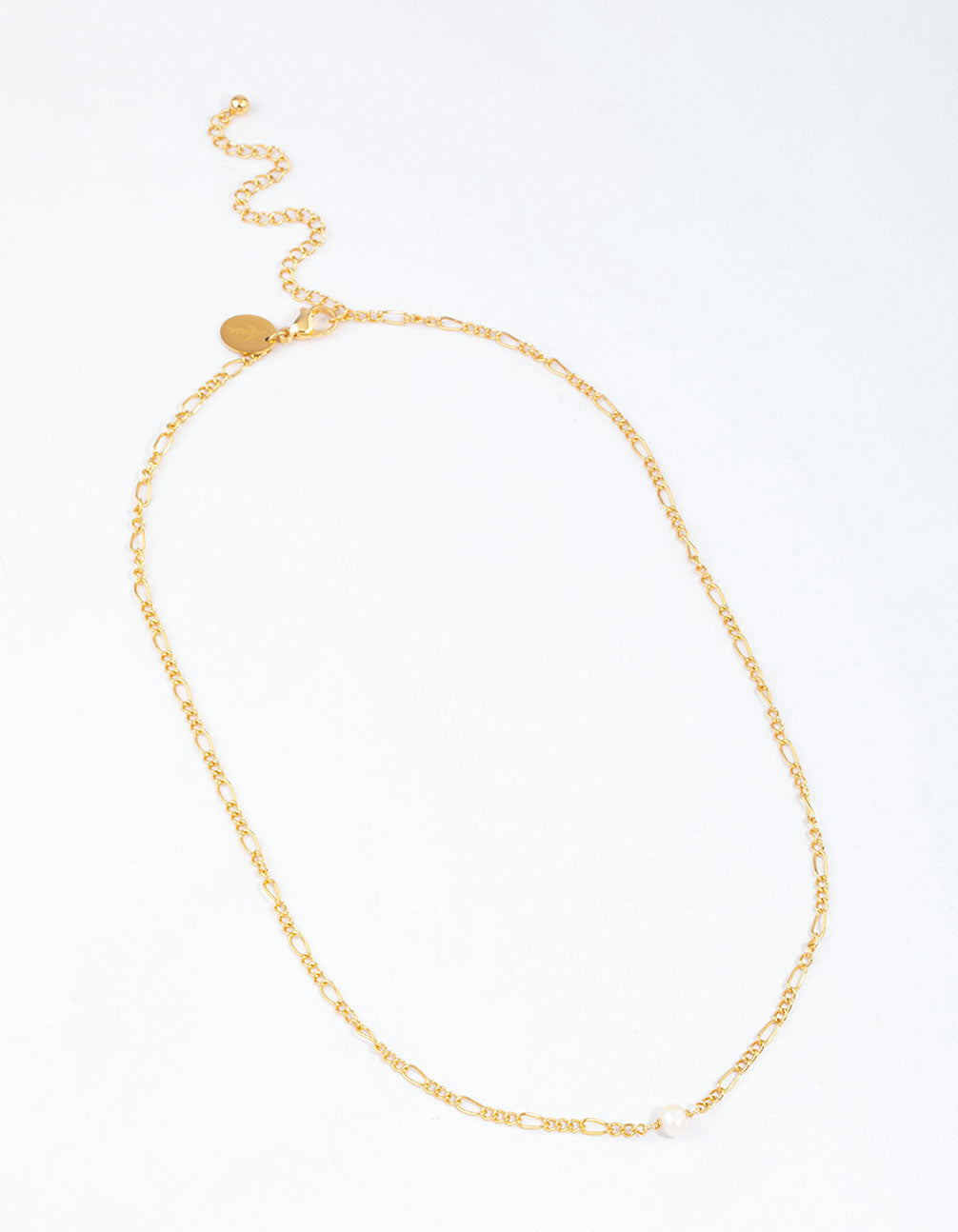 Gold Plated Surgical Steel Single Pearl Chain Pendant Necklace