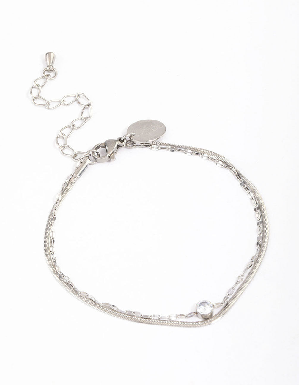 Surgical Steel Cubic Zirconia Double Thick Chain Bracelet