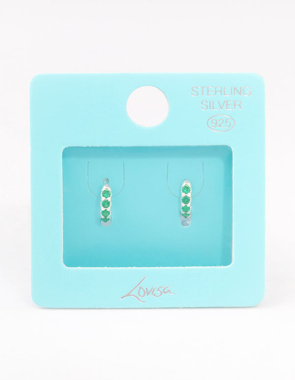 Sterling Silver Cubic Zirconia Basic Huggie Earrings