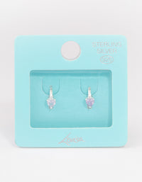 Sterling Silver Amethyst Heart Hoop Earrings - link has visual effect only