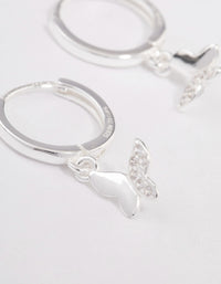Sterling Silver Diamante Butterfly Huggie Earrings - link has visual effect only