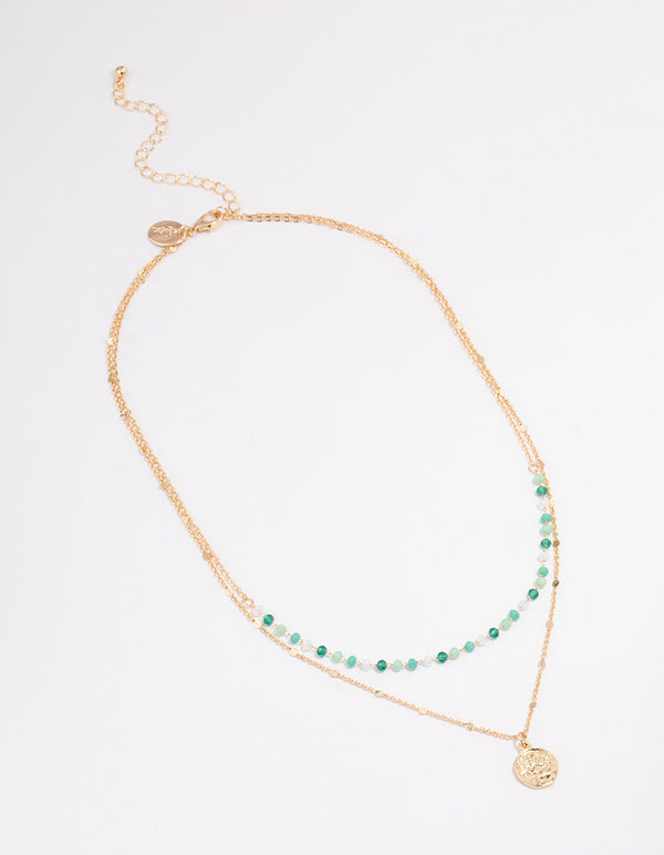 Gold Bead & Coin Layered Necklace