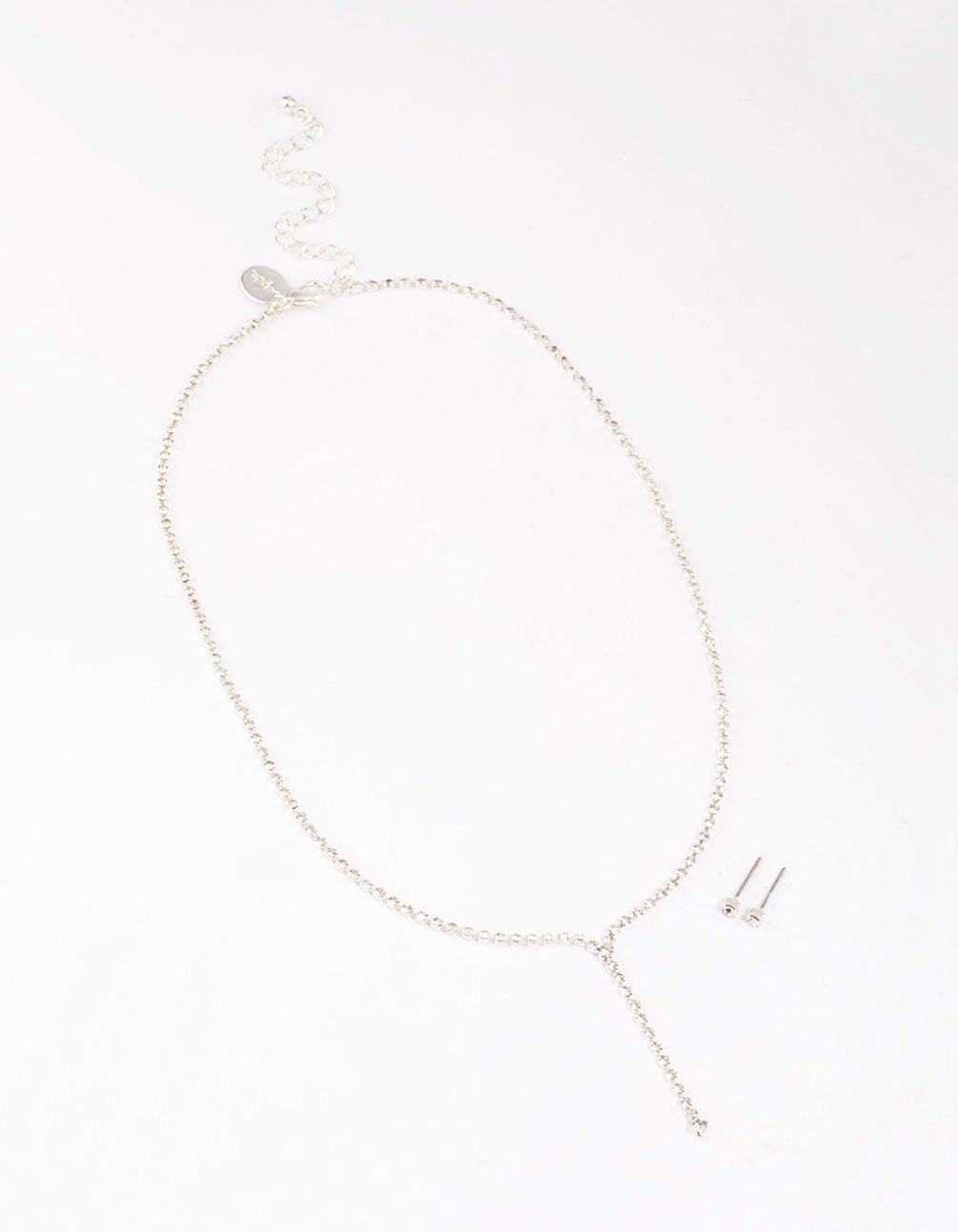 Silver Cup Chain Y-Shaped Necklace & Earring Set