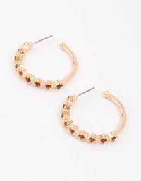 Gold Encased Round Diamante Hoop Earrings - link has visual effect only