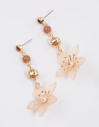Gold Mixed Bead & Flower Drop Earrings - link has visual effect only