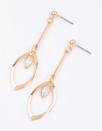 Gold Open Marquise Diamante Drop Earrings - link has visual effect only