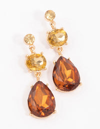 Gold Round & Oval Pear Drop Earrings - link has visual effect only