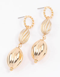 Gold Puffy Twisted Beaded Drop Earrings - link has visual effect only