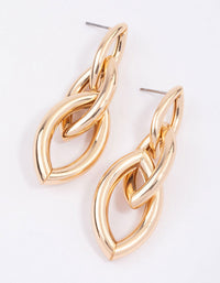 Gold Marquise Chain Link Drop Earrings - link has visual effect only