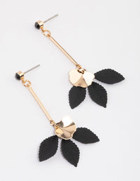 Black Triple Floral Drop Earrings - link has visual effect only