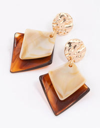 Gold Acrylic Curved Disc Drop Earrings - link has visual effect only