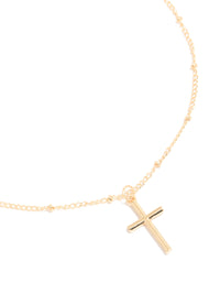 Gold Classic Cross Ball Chain Necklace - link has visual effect only