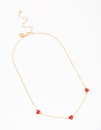 Gold Enamel Heart Station Short Necklace - link has visual effect only