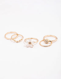 Gold Opal Flower & Diamante Ring Pack - link has visual effect only